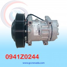 COMPRESOR 709 SD7H15 4326/4324/4116 / VOLVO VNM AÑO 08/09 / FM 480 96/05 / MACK GRANITE 07/15 / D12 / D13 TOMA MUFFLER DIAGONAL R-134-A T/P 8PK 180MM 12V USA